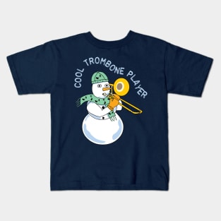 Cool Trombone Snowman Light Text Kids T-Shirt